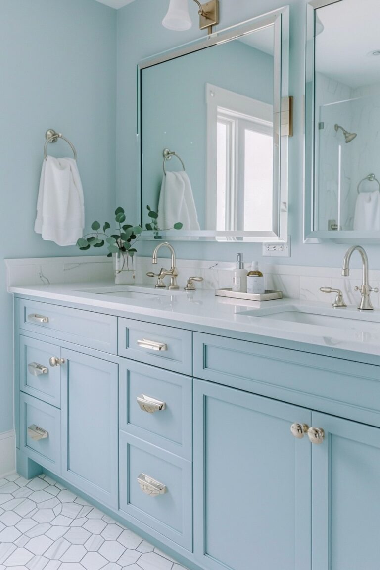 13 Light Blue Bathroom Interior Ideas For Your Inspiration My Decor Light Blue Bathroom 11 768x1152