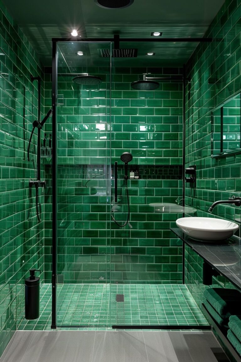 12 Emerald Green Bathrooms Ideas Serene And Stylish My Decor Inspo Emerald Green Bathroom 2 768x1152