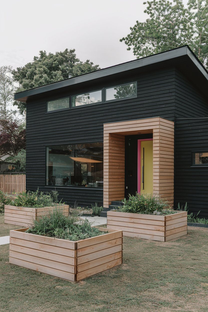 10 Black House Exterior Ideas with Wood Accents for a Stylish, Bold ...