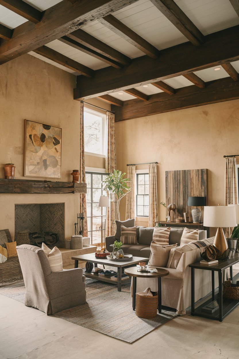14 Rustic Farmhouse Living Room Inspirations to Bring Warmth to Your ... - Rustic High Ceiling Apartment Interior Decorating Ideas For Farmhouse Style