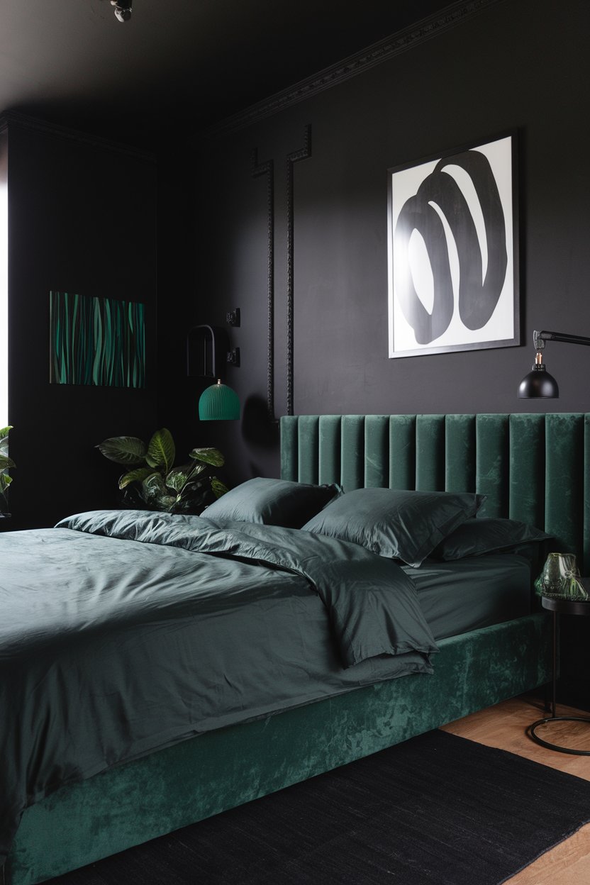 14 Green and Black Bedroom Ideas for a Bold and Elegant Look - My Decor ...