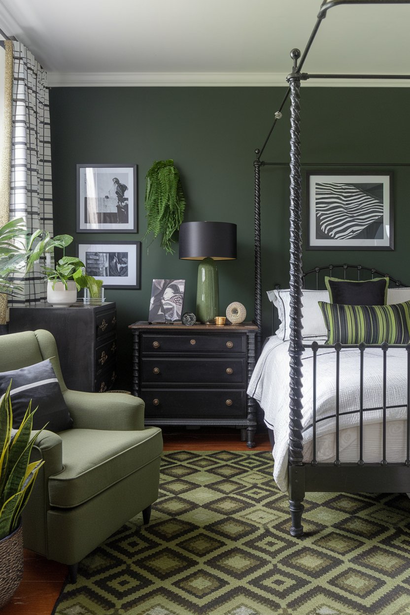 14 Green and Black Bedroom Ideas for a Bold and Elegant Look - My Decor ...