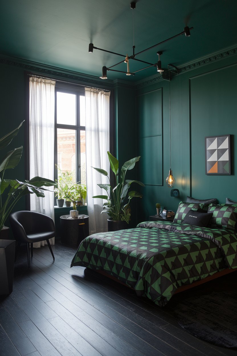 14 Green and Black Bedroom Ideas for a Bold and Elegant Look - My Decor ...