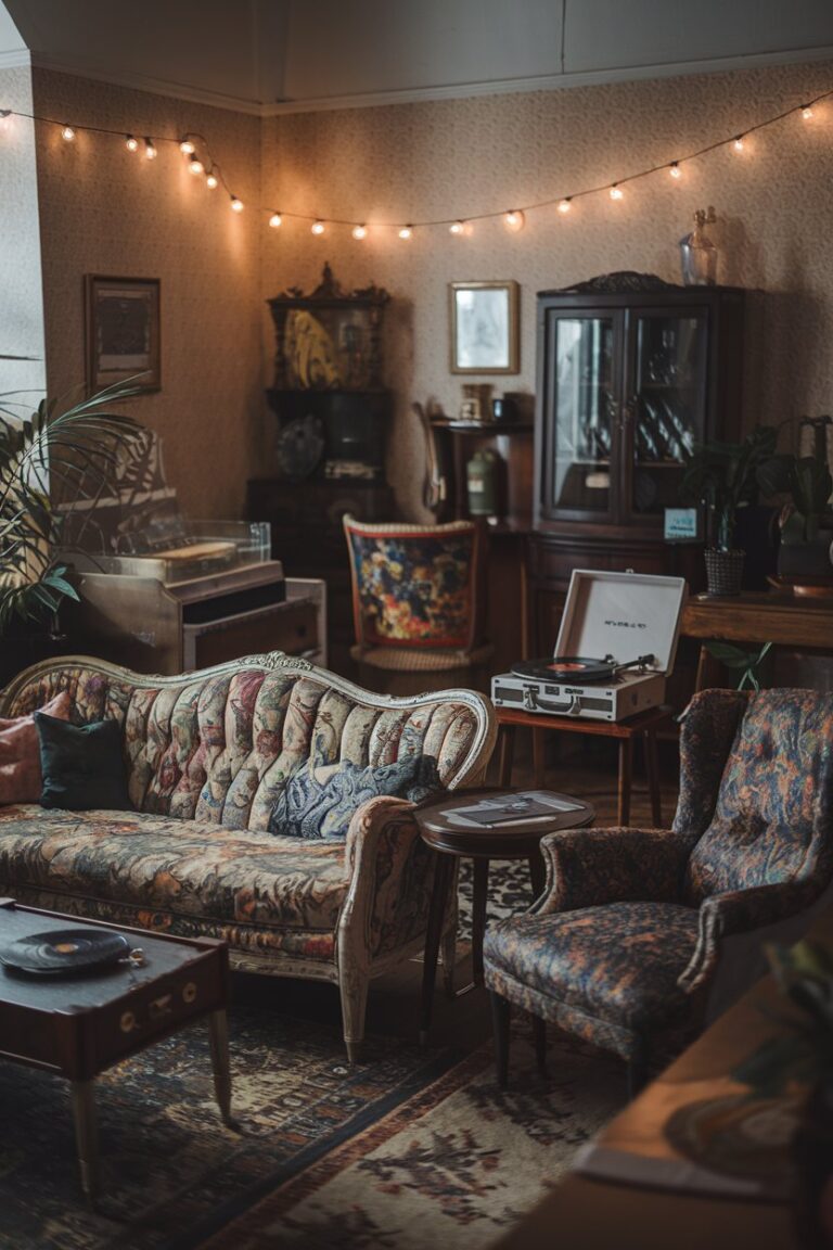 17 Moody Vintage Living Room Interior Ideas to Inspire Timeless Charm ...